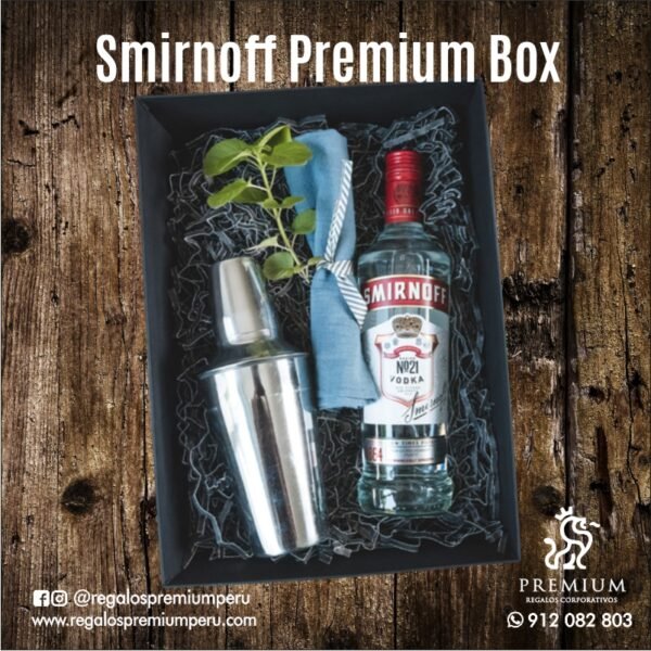 regalos premium peru corporativos giftbox box vodka smirnoff box grabado laser lima empresas personalizado